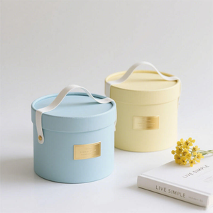 Boîte cadeau ronde, seau en papier cylindrique, boîte tube rigide circulaire, boîte cadeau ronde de transport, boîte d'emballage cylindrique - Product Image 2