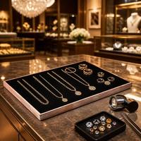 Plateau de présentation de bijoux en velours noir JUNSEN avec cadre en bois pour colliers, bracelets, bagues et boucles d'oreilles – 3 tailles – Fabriqué au Guangdong
