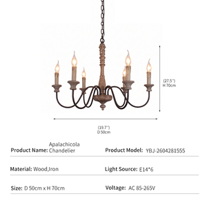 Lustre en bois et fer <span class=keywords><strong>de</strong></span> style campagnard français, lampe suspendue rétro type ferme, pour salon et chambre, design <span class=keywords><strong>de</strong></span> créateur, vente en gros pour projets - Product Image 2