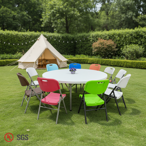 Tavolo Rotondo Pieghevole in Plastica Bianca <span class=keywords><strong>da</strong></span> 6 Piedi per 10 Persone, per Eventi all'Aperto, Vendita all'Ingrosso - Product Image 2