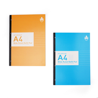 Carnet A4 à spirales perforées à 4 trous, grand format, ligné, pour l'école