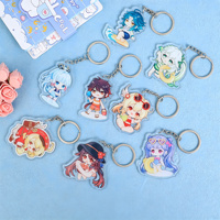 Porte-clés personnalisé en acrylique avec photo, portrait de dessin animé personnalisé, imprimé double face, pour cadeaux de couple, vente en gros