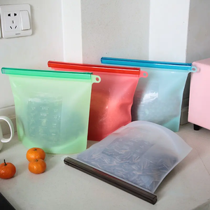 Eco-friendly Dishwasher-Safe Leakproof Flat Collapsible Silicone Food Grade Reusable Storage Bag