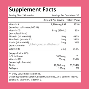 Private Label Glutathion-Gummibärchen mit Kollagen zur Unterstützung der Hautpflege und Antioxidantien & Aufhellung Nahrungsergänzungsmittel - Product Image 2