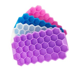 <span class=keywords><strong>Mini</strong></span> bandeja de cubitos de hielo de silicona de nido de abeja personalizada con tapa, moldes de hielo de silicona grandes, molde de bandeja de hielo - Product Image 1