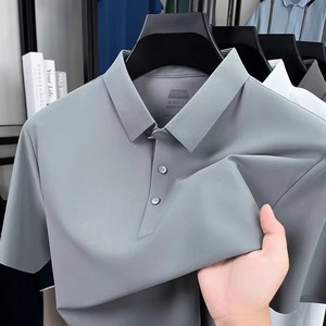 Camiseta <span class=keywords><strong>polo</strong></span> de verano para hombre, de seda y algodón, transpirable, informal, de manga corta, de color sólido, de alta calidad, sin costuras. - Product Image 4