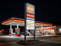 Pylône d'affichage personnalisé alimenté par prise, équipement de station-service pour distributeur de carburant, réponse rapide pour utilisation extérieure autonome dans les bâtiments
