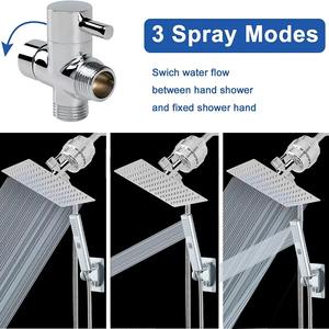 Yenvqee đánh bóng Chrome mưa Vòi sen đầu 8inch áp lực cao cầm tay phun nước thép không gỉ phụ kiện phòng tắm combo - Product Image 5