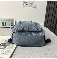 Ransel Uniseks Denim Gaya Jepang untuk Jalan-Jalan, Sederhana, Serbaguna, Artistik, Kasual, Tahan Lama, Tas Sekolah, Tas Perjalanan