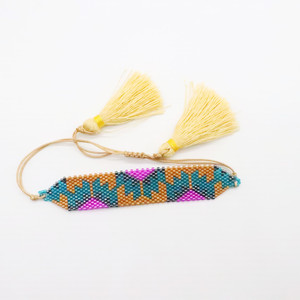 Pulsera de Cuentas de Vidrio Miyuki Japonesas Tejidas a Mano, Colección Bohemia de Verano para Mujer, Ajustable, con Borla Ancha - Product Image 6