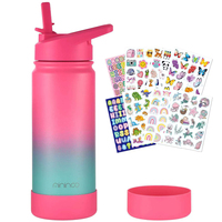 Bouteille d'eau portable de sport pour enfants avec paille, motif dégradé, style américain, en acier inoxydable 304