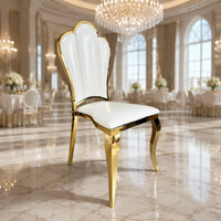 Chaises de salle à manger de luxe au design industriel avec cadre métallique électroplaqué et coussin en cuir, chaise de banquet
