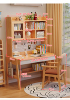 Bureau en bois massif avec étagère intégrée, table de rangement, bureau d'étude pour étudiants, usage domestique, bureau de rangement simple