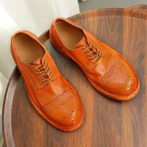 Zapatos Oxford de Cuero Genuino para Hombre, con Aumento de Altura, Formales, con Cordones y Diseño Tallado, Antideslizantes, para Bodas de Verano - Product Image 4