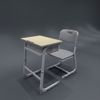 Ensemble chaise et bureau d'école avec pieds en caoutchouc antidérapants intégrés et tiroir à livres intégré pour l'étude à domicile et en classe
