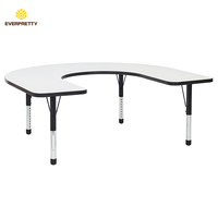Table de lecture semi-circulaire en bois pour 4 personnes, réglable en hauteur, pour l'école, vente en gros d'usine