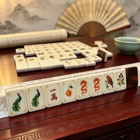 Set Mahjong Mewah Ubin Cokelat Bermotif Marmer Amerika, Set Mahjong Botani 160 Buah, Hadiah