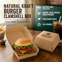 Scatola per Hamburger in Carta Kraft, Confezione da Asporto Personalizzabile, Alta Qualità, Resistente, Bestseller