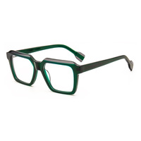 Montures de lunettes carrées surdimensionnées en acétate bleu clair de style rétro pour hommes et femmes, collection 2026