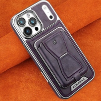 Étui de téléphone en cuir PU Denior avec support magnétique électroplaqué et béquille, compatible avec les séries Apple 18/17/16/15/14/13/12
