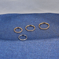 Piercing de Titanio G23 para Niños, Anillo de Nariz Inferior con Cristal/Pedrería Incrustada, Aro Cerrado, Joyería Corporal Moderna sin Costuras