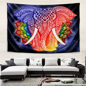 Mandala Elephant Tapestry Purple psichedelic Animal Wall Hanging copriletto