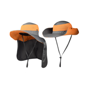 100% Polyester Sun Protection Brim Foldable Floppy Visor Neck Flap Bucket Hat Alpine Hat With Adjustable Drawstring Outdoor - Product Image 4