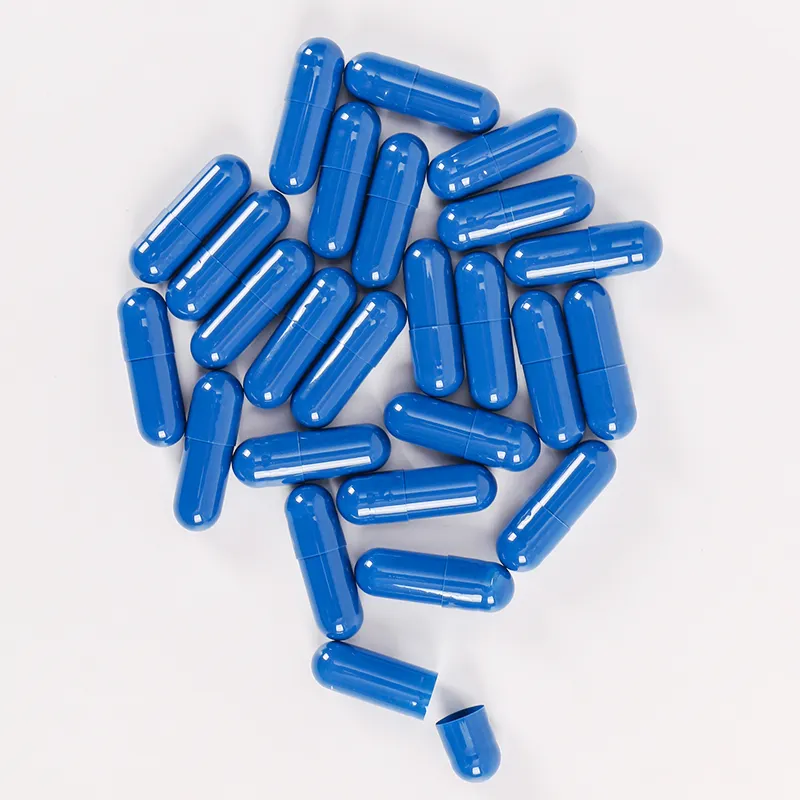 Taille 000 00 coquilles de capsules végétaliennes HPMC CMC dures vides Capsules vides d'amidon pur végétarien bleu