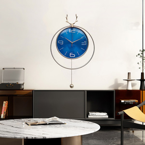Nordic Minimalist Wall <b>Clock</b> Red Face <b>Silver</b> Frame Silent Analog Battery Powered Living Room Decorative Round <b>Clock</b> - Product Image 3