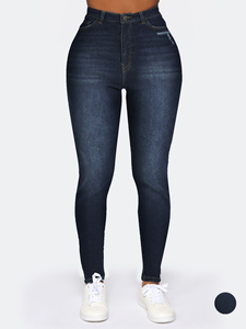 Women's High Waist <b>Stretch</b> Skinny <b>Denim</b> Pants Custom Summer Casual Solid Color Slim Fit Jeans Elastic Pencil Trousers-Wholesale - Product Image 4