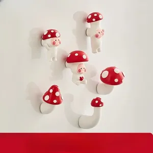 Gancho de pared creativo con forma de hongo rojo para sombrillas y sombreros, estante de almacenamiento tridimensional con diseño artístico, decoración para la parte trasera de la puerta. - Product Image 6