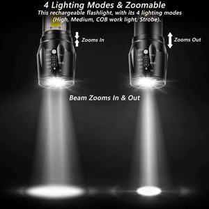 NOVISON Portable <b>Rechargeable</b> Tactical LED <b>Flashlight</b> High Quality Mini Aluminum Alloy USB Camping Telescopic Zoom IP44 1000+ - Product Image 4