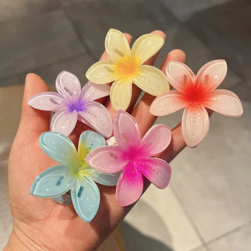 Hawaii Hoa tóc Clip 4.5cm Plumeria kẹp tóc Clip phụ nữ Hawaii kỳ nghỉ bãi biển Phụ kiện tóc