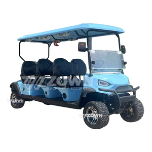 Voiturette de golf bleu clair 4 places surélevée avec auvent rigide assorti, gros pneus tout-terrain et pare-chocs avant pour les excursions en sites touristiques - Product Image 2
