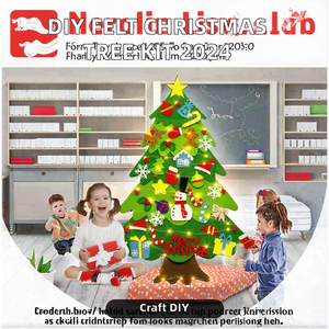 Ornement <span class=keywords><strong>de</strong></span> Noël en feutre personnalisé à faire soi-même 2024, fait main, <span class=keywords><strong>de</strong></span> haute qualité, avec lumières LED, fonctionne à piles, à fixer au mur, pour enfants - Product Image 2