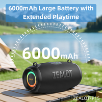 Enceinte portable ZEALOT P15 50W, enceinte sans fil étanche IPX6 avec 2 caissons de basses, lumière RGB, TWS, carte TF/USB/AUX pour l'extérieur