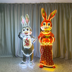 ชุดมาสคอตกระต่ายปีใหม่ การ์ตูนกระต่ายนำโชค ชุดเดินได้สำหรับผู้ใหญ่ ชุดกระต่ายปีใหม่ ชุดยูนิเซ็กซ์ พร้อมอุปกรณ์ประกอบ - Product Image 1