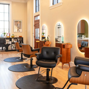 French Style Barber Chair PU Leather Brown High Quality Reclining 360 Degree Rotation Commercial Salon Delanto OZR-28 Sale - Product Image 1