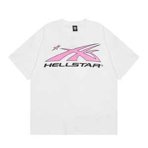 Camiseta Casual de Algodón para Hombre al por Mayor de Moda de Verano Talla Grande Hellstar en Negro con Diseño en Blanco e Impresión Digital - Product Image 2