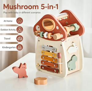 Giocattolo Educativo per la Prima <span class=keywords><strong>Infanzia</strong></span>, Set Multifunzionale 5-in-1 a Forma di Fungo in Legno per Giochi di Ruolo - Product Image 6