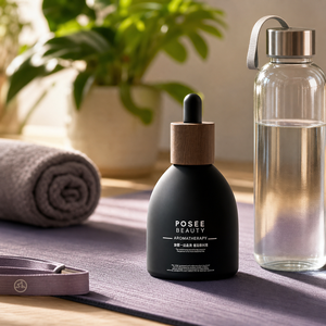 Flacon compte-gouttes carré en verre de luxe à base épaisse avec logo personnalisé, 30ml 50ml 100ml, fond transparent épaissi, flacon de sérum avec estampage doré - Product Image 2