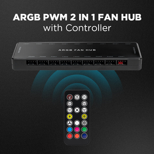 Adressable 5V-3PIN ARGB 12V <span class=keywords><strong>4PIN</strong></span> <span class=keywords><strong>PWM</strong></span> 2-en-1 RGB Pc Case Fan <span class=keywords><strong>Hub</strong></span> avec contrôleur - Product Image 4