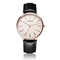 Montre de luxe pour homme de marque personnalisée, bracelet en cuir véritable, boîtier en acier inoxydable, étanche, date automatique, haute qualité