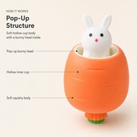Jouet anti-stress mignon lapin carotte à presser, jouet souple pop-up pour enfants et adultes, cadeau de fête