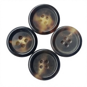 Botones de Costura Planos de Cuerno de Búfalo Negros Ecológicos Hechos a Mano con 4 Agujeros, Decoración de Ropa de Lujo Personalizada, Artesanía Natural - Product Image 1