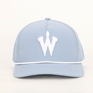 Gorra de béisbol de Golf de 5 paneles de alta calidad, venta al por mayor, gorra de poliéster impermeable con agujero cortado con láser y logotipo de Parche de goma OEM personalizada - Product Image 1