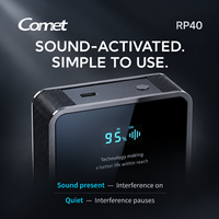 COMET RP40 Dispositif anti-enregistrement ultrasonique portable pour microphones de téléphone et enregistreurs, 19 transducteurs, 5000 mAh, confidentialité audio