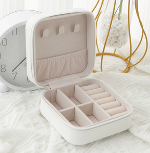 Hot Sale Simple Mini Portable Travel PU Leather Jewelry <b>Box</b> Square <b>Storage</b> Case for Gifting - Product Image 2