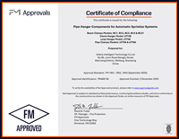 Support de tuyauterie pour sprinklers d'incendie professionnel en acier au carbone UTT30, certifié UL, galvanisé, 1/2"-12"