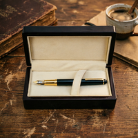 Boîte à stylos en bois de palissandre avec finition laquée brillante, doublure en velours crème, logo personnalisé, boîte de rangement de luxe pour stylos, cadeau d'entreprise